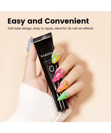 RARJSM No Wipe 3D Nail Art Sculpture Gel Clear Nail Charms Rhinestone Glue 3D Nail Craving Gel Polish Painting Drawing Sculpting Gel UV LED Curing Requires DIY Designs Nail Decoration Manicure - Buy Online on SooperMarket.com