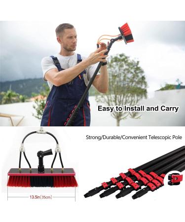 Window Cleaning Pole Kit Water Fed Telescopic Brush Extendable Cleaner Conservatory Roof Extending Rod Water Spray Brush Window Glass Photovoltaic Plate Cleaning 7.2M/24FT 55cm Brush Head 11M/36FT - Buy Online on SooperMarket.com