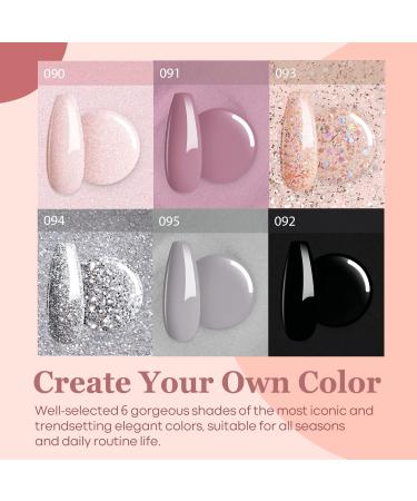 Modelones 6 Color Dip Powder Nail Kit Starter Set | Nude Pink Glitter | Base/Top Coat Activator | French Manicure DIY Salon Golden - Buy Online on SooperMarket.com
