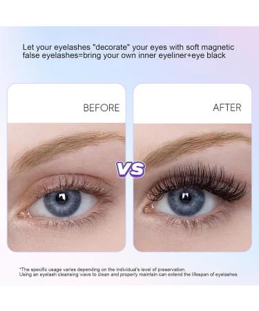 generic Eyelashes Magnetic | Reusable Lashes for Women 2 Pair - Natural Look Reusable Eyelashes Kit 3D False Eyelashes with Applicator No Glue Needed - Buy Online on SooperMarket.com
