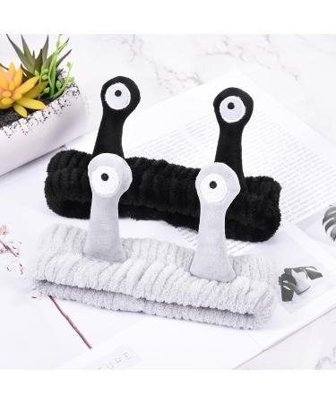 Heyu-Lotus 2 PCS Snail Face Wash Headband for Women Girls | Spa Hair Bands | Makeup Head Band | Coral Fleece | Skincare Headband | Elastic Headband | Hair Accessories (Grey+Black) - Buy Online on SooperMarket.com