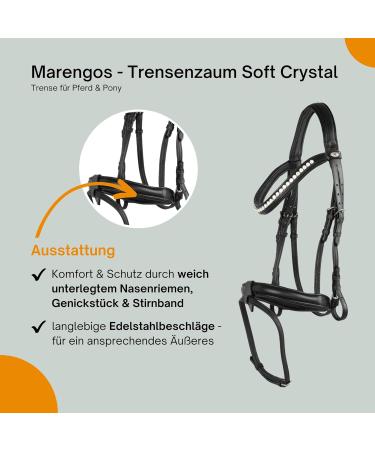 Marengos Soft Crystal Bridle for Horses & Ponies | Anatomically Shaped English Leather Bridle & Accessories in Black - Buy Online on SooperMarket.com