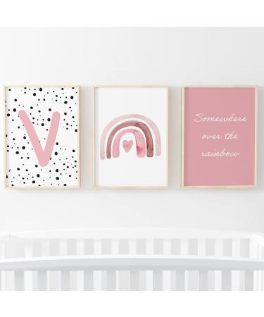 Pompom Prints Set of 3 Girls Bedroom Prints Rainbow Nursery Prints Scandi Boho Style Nursery Decor Playroom Prints Picture Frames not Included (5x7 Inch V) 5x7 Inch V