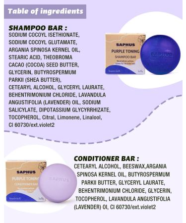 Purple Shampoo & Conditioner Bar Set | Neutralizes Brassy Tones | Sulfate Free | Travel Friendly for All Hair Types - Buy Online on SooperMarket.com