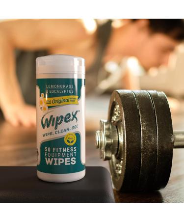 Wipex Fitness Equipment Wipes - Natural Plant-Based Gym Cleaner 50 Count Lemongrass & Eucalyptus - Ideal for Home Gym & Yoga Mats - Buy Online on SooperMarket.com