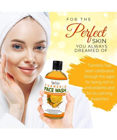 Herblov Turmeric Face Wash 4oz - Natural Anti Aging Exfoliating Cleanser for Acne Scars & Sun Damage - Buy Online on SooperMarket.com