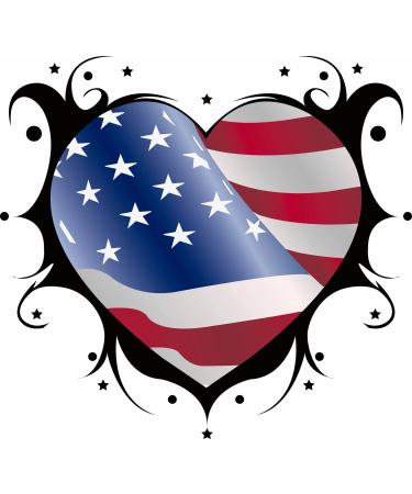 Dopetattoo 6 sheets Temporary Tattoos Heart American Flag Usa 4Th July Face Tattoo Fake tattoos for Women Men Neck Arm Chest 3.7 Inch