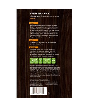 Every Man Jack Mens 3-in-1 All Over Wash for Skin and Hair - Twin Pack | Soy Proteins, Aloe & Citrus Scent - Buy Online on SooperMarket.com