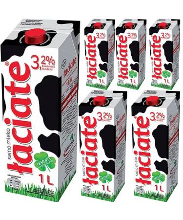 Laciate Red Milk 3.2% Fat UHT Milk1000 Mililiter x 6 Boxes