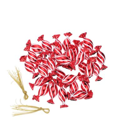 KALLORY 90 Pcs Christmas Red Candy Red Garland Red Ornament Adorable Xmas Hanging Candy Delicate Crutch 7x3cm Red