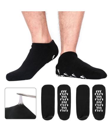 Matengf moisturizing gel spa socks 2 pairs of large men's spa care socks for the peeling repair of cracked skin and dry cracked rough feet UK men 9-14 black
