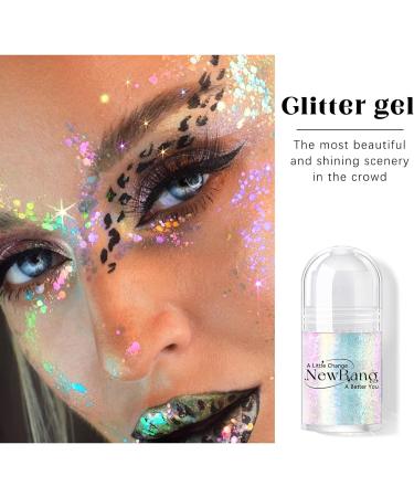 NewBang Roll-on Holographic Body Glitter Gel - Chameleon Color Changing Glitter for Face, Hair & Body - Chunky Mermaid Sequins - Sparkling Pink - Perfect for Festivals & Parties - Buy Online on SooperMarket.com