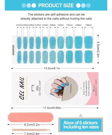 Kalolary 20PCS Nail Adhesive Wrap Gel Nail Polish Strips - Glitter Sky Blue - Self-Adhesive Stickers - UV/LED Lamp Required - Buy Online on SooperMarket.com