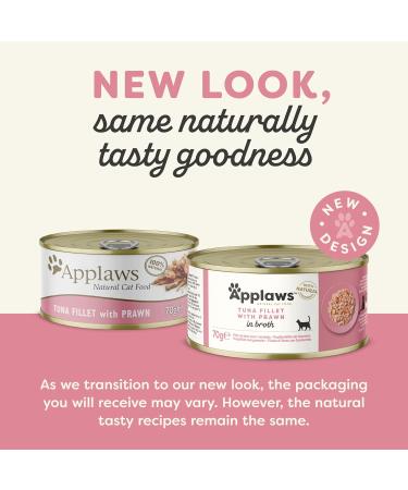 Applaws Premium Natural Cat Food - Tuna Fillet with Shrimp in Broth 70g Can (Pack of 24) - International Shipping Available - Buy Online on SooperMarket.com