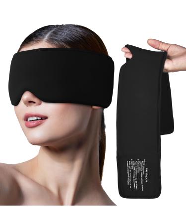 Cooling Gel Eye Masks for Cold & Warm Compress Ice Cold Sleep Mask for Puffy Eyes Dark Circles Migraine & Headache Relief Soft Thick Gel for Long-Lasting Comfort for Eye Strain Dry Eye(Black)