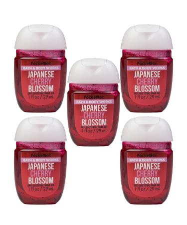 Bath & Body Works Japanese Cherry Blossom 5-Pack PocketBac Sanitizers Anti-Bacterial Hand Gel 1 Fl Oz