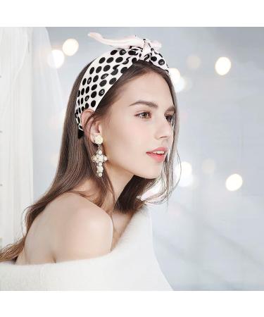 Litthing Bow Headband for Women - Polka Dot Rabbit Ears Knot Headband BOHO - Wide Twist Knot Headwrap for Girls - Green & Black Summer Hair Accessories - Buy Online on SooperMarket.com