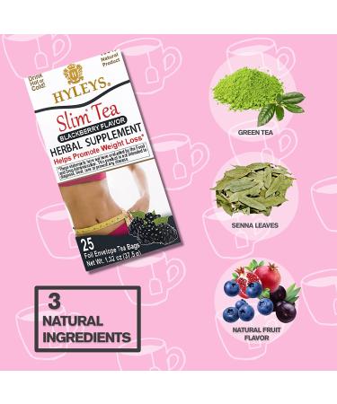 Hyleys Slim Tea Blackberry - 25 Foil Bags | Herbal Weight Loss Tea - Buy Online on SooperMarket.com