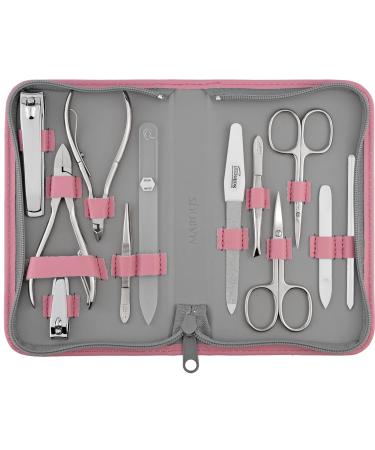 Marqus Solingen Manicure Set Solingen - 12 Party Manicure Pedicure Set in Real Leather Etui Handy and soft - complete set with everything for hand and foot care 4. Rosa