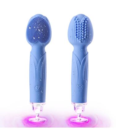 Facial Cleansing Brush Silicone Face Scrubber for Men and Women Face Brushes for Cleansing and Exfoliating Upgrade Waterproof Face Scrub Brush for All Skin Types Blue