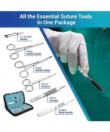 Alcedo Suture Practice Kit for Medical Students - Complete 32-Piece Set with Large Suturing Pad, Tools, and Threads - Ideal for Practice and Demonstration - Buy Online on SooperMarket.com