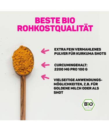 Leepur Bio Turmeric Shot 500g - 100% Organic Curcuma & Ginger Drink Mix | High Curcumin 2200mg/100g | Natural Turmeric Supplement - Buy Online on SooperMarket.com