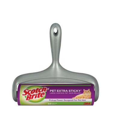 Scotch-Brite Pet Extra Sticky Large Surface Roller, Designed for Pet Hair, 60 Sheets 1 Roller