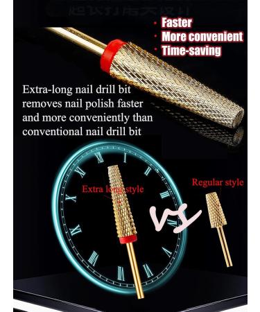 Buy Super Long 5 in 1 Nail Drill Bit - Fine F Two-way Rotation Carbide Tungsten Bits for 3/32 Nail Drill | Professional Acrylic Nail Polishing Tool | International Shipping Available - Buy Online on SooperMarket.com