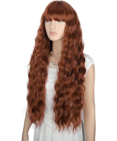 YEESHEDO Long Brown Wig with Bangs - Natural Wave Synthetic Wavy Curly Wig 28 Heat Resistant Fiber - Honey Brown Women's Wig - Buy Online on SooperMarket.com
