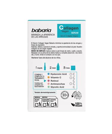 Babaria Collagen Vegan Serum - Anti-Aging Face Serum for Elasticity & Firmness - Natural Wild Plant Skin Care - 1 oz - Buy Online on SooperMarket.com