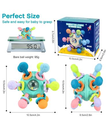 Site Ring Baby Toy | 0-3 Months Silicone Teething Rattle | Montessori Veilchen Root Gift | Fresh Green Sensory Balls - Buy Online on SooperMarket.com