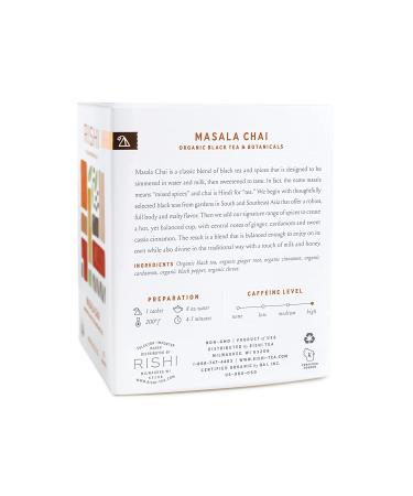 Rishi Tea Masala Chai Herbal Tea | Organic Fair Trade Black Tea Blend | 15 Sachet Bags | Immune Support & Highly Caffeinated - Buy Online on SooperMarket.com