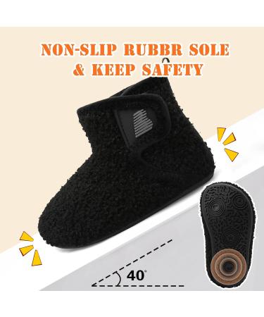 JOINFREE Baby Slippers Non-Slip Rubber Sole Cozy Home Booties - Black - Buy Online on SooperMarket.com