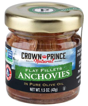 Crown Prince Natural Anchovies Flat Fillets In Pure Olive Oil 1.5 oz (43 g)