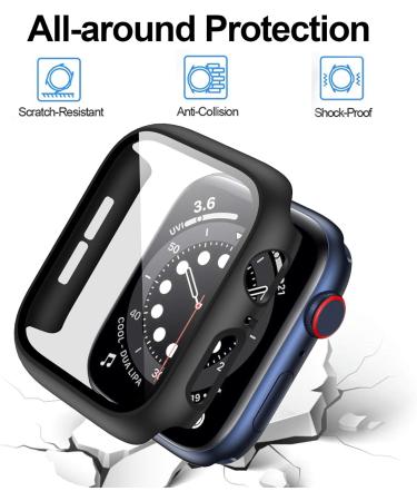 6 Pack Apple Watch Series 3 42mm Hard Case with Built-in Tempered Glass Screen Protector - Thin Bumper Full Coverage Bubble-Free Cover - Black/Deep Blue/White/Red/Pink/Green - Buy Online on SooperMarket.com