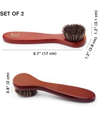 Stone and Clark Horse Hair Shoe Brush - Polish Your Leather to Perfection - Shoe Polish Brush with 100% Horse Hair Bristles & Concaved Beech Wood Handle (Red Dauber Brush (Set of 2)) Original - Buy Online on SooperMarket.com