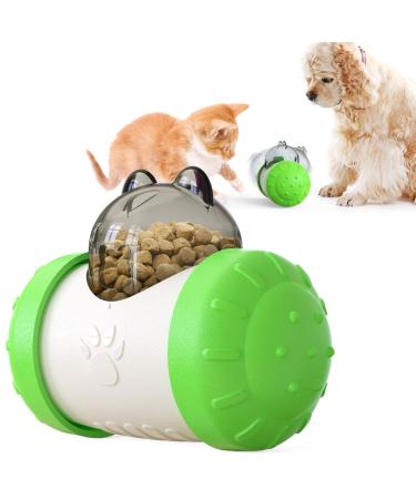 INSYOO Pet Toy Tumbler Pet Slow Feeder Food Dispenser Chew Multiple Functions Leaky Interactive Toys Ball Tumbler Design Balance Pet Swinging Toy Ball for Cats Dogs Puppy(Green)