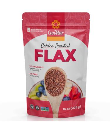 CanMar Golden Roasted Whole Flax Seed 1lb (16oz) Non-GMO Flax Seeds - Gluten Free & Vegan - Flaxseed with Omega-3 Fiber - Golden Flax Seeds Linseed - Flax Seeds Whole