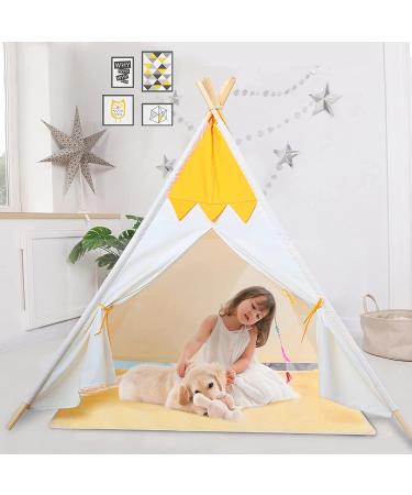 Large Pet Teepee Tent with Mat for Dogs & Cats | Portable Indoor/Outdoor Dog House - White Stripe Design - Buy Online on SooperMarket.com