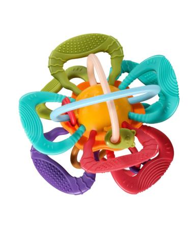ABBTO 2 PCs Sensory biting rattles - sensory toothing toys for babies and toddlers |Rassel bite ringball safe and easy to keep for infants and toddlers for teeth relieves