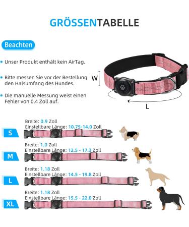 Airtag Dog Collar - IP68 Waterproof Reflective Apple AirTag Keeper for Medium-Sized Dogs (Pink S) - Durable & Stylish - Buy Online on SooperMarket.com