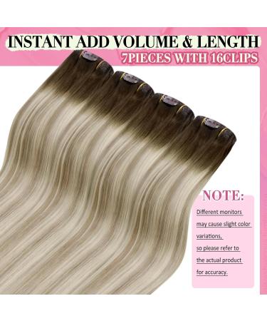 Youngsee Real Hair Balayage Clip-In Extensions - 40cm Dark Brown & Blonde 120g (7PCS) - Perfect for Volume & Length - Buy Online on SooperMarket.com