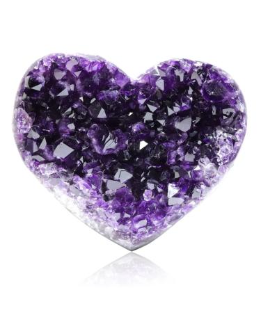 Natural Amethyst Crystal Cluster Heart Crystal Cluster Decorations Love Specimen Stone Geode MeditationStones Sculpture Reiki Home Decoration 0.5lbs Stone Collection (Size : 0.9lbs)