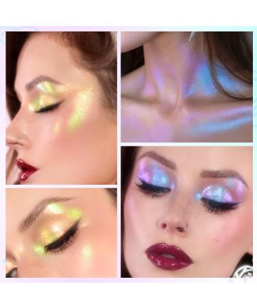 Chameleon Face Highlighter Palette - Multichrome Glitter Shimmer Makeup | Holographic Sparkle & Color Shifting Illuminator for Eyes - Buy Online on SooperMarket.com