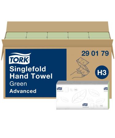 Tork Zigzag Hand Towels Green H3 Advanced Quality Single-sheet dispensing 15 250 sheets 290179 Single 250 sheets (pack of 15)