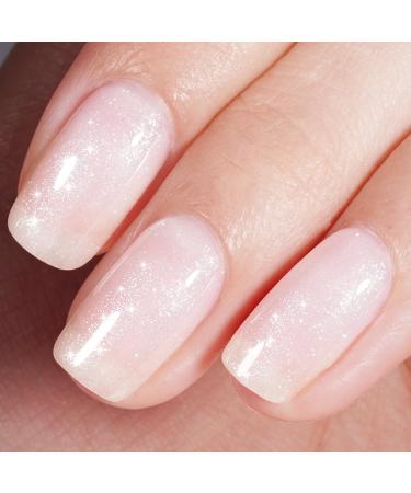 AILLSA White Glitter Gel Nail Polish Shimmer Silver Neutral Gel Polish Natural Nude Color Translucent Jelly Nail Polish Milky Sparkle Soak Off U V Gel Polish for Nail Salon at Home 0.51 Fl Oz /GB64 Glitter White