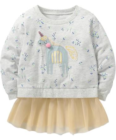 Girls Unicorn Sweatshirt - Long Sleeve Cotton Top for Toddlers (4-5 Years) | Casual Jumper for Kids Age 1-12 | Stylish Girl T-Shirt - Toddler Clothes - Buy Online on SooperMarket.com