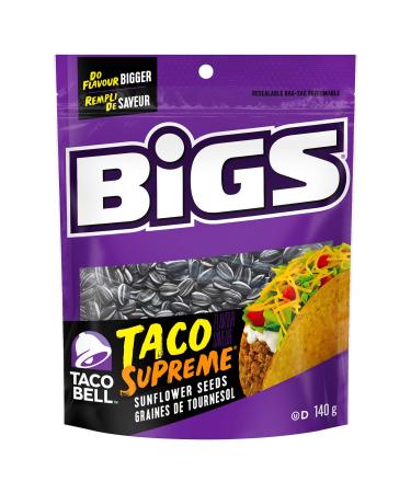 Bigs Sunflower Seeds Taco Bell Flavour - 8x140g Bags Total Taco Bell Taco Supreme 8 Count