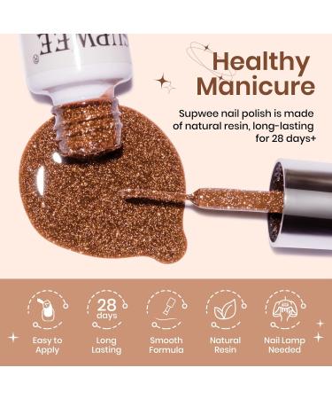 Supwee 4-Color Nail Art Liner Gel Polish Set - White Black Silver Champagne | Reflective Glitter UV Gel for Stunning Nail Designs - Buy Online on SooperMarket.com