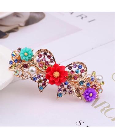 Crystal Flower Hair Barrettes Vintage Butterfly Rhinestone French Spring Clasp Claws Pearl Hair Clips Accessories for Women Girls Teens (Multi-colored) - Buy Online on SooperMarket.com